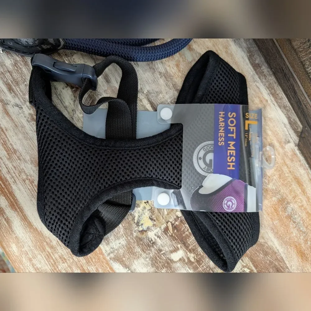 NOC Gooby Black Mesh Dog Harness and Leash